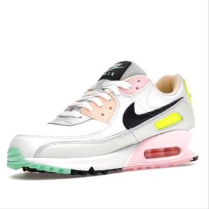 Nike White Black Pastel Pink Neon Yellow Athletic Sneakers